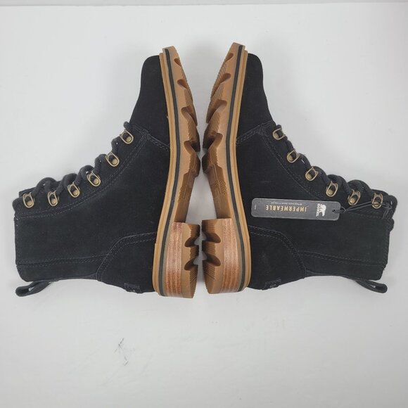 Sorel Lennox Waterproof Lace-Up Women's Black Suede Boots US Size 6 NWT - Picture 6 of 10